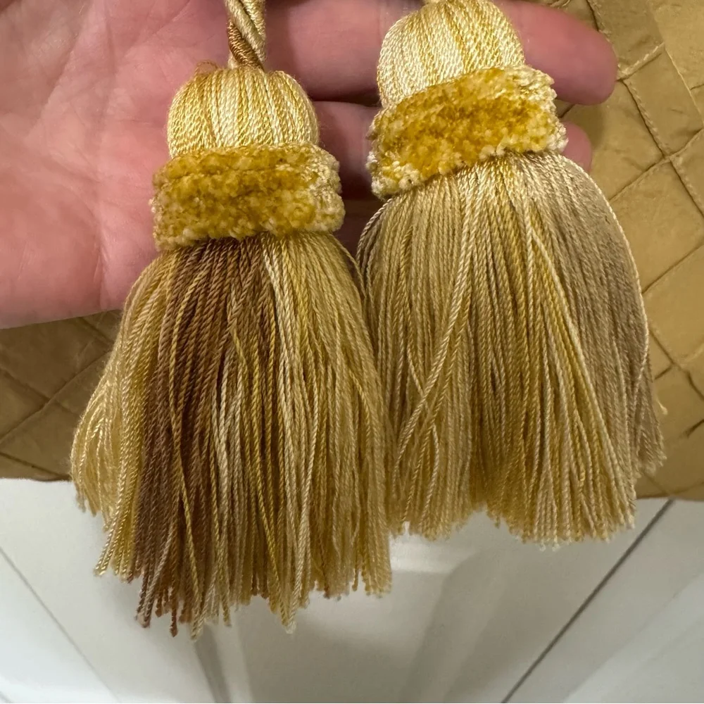 Custom Raw Silk Gold Diamond Stitch Table Runner Tassels 80”